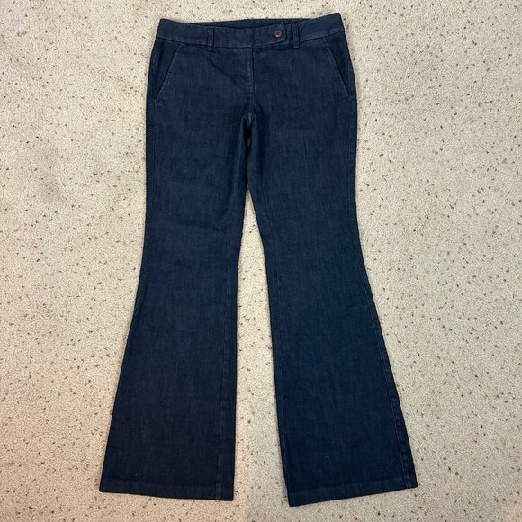 Y2K Dark Wash Flare Leg Jeans INC Trouser Trendy Wide Leg Size 10 Women's - Picture 1 of 5